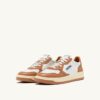 BASKETS MEDALIST LOW BICOLOR EN CUIR BLANC ET SAND STORM