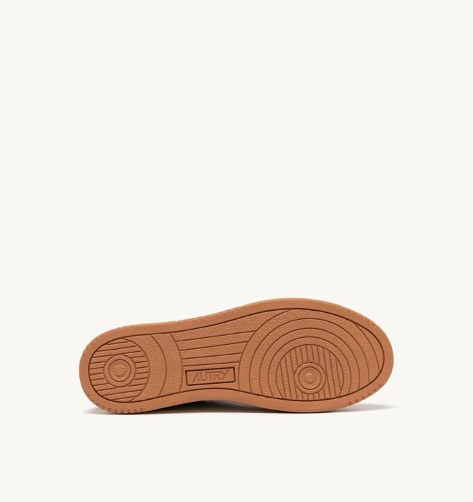 BASKETS MEDALIST LOW BICOLOR EN CUIR BLANC ET SAND STORM