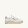 BASKETS MEDALIST LOW EN CUIR BLANC ET ROSE