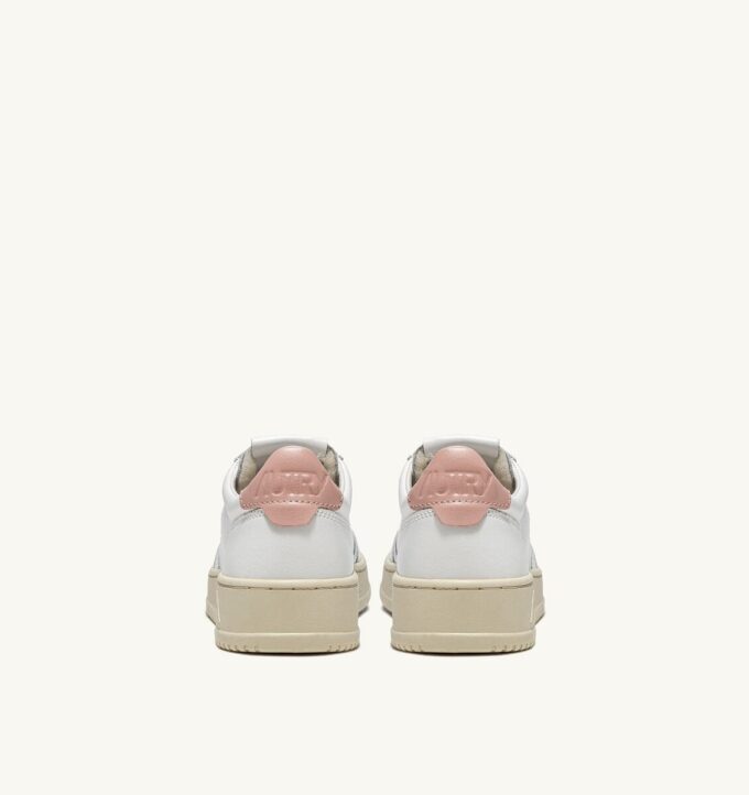 BASKETS MEDALIST LOW EN CUIR BLANC ET ROSE
