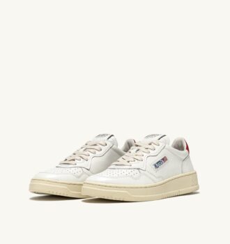 BASKETS MEDALIST LOW EN CUIR BLANC ET ROUGE
