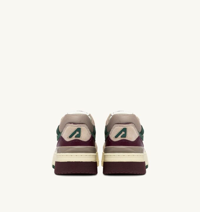 CLC LOW SNEAKERS IN IVORY WHITE AND BURGUNDY SUEDE AND LEATHER