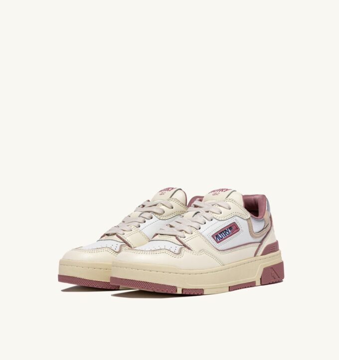 CLC LOW SNEAKERS IN WHISPER WHITE ASH ROSE AND SILVER LEATHER