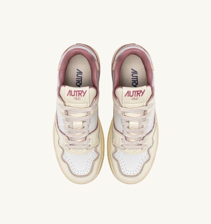 CLC LOW SNEAKERS IN WHISPER WHITE ASH ROSE AND SILVER LEATHER