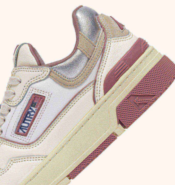 CLC LOW SNEAKERS IN WHISPER WHITE ASH ROSE AND SILVER LEATHER