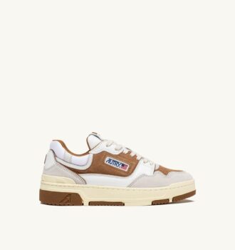 CLC LOW SNEAKERS IN WHITE AND CIGAR LEATHER AND SUEDE