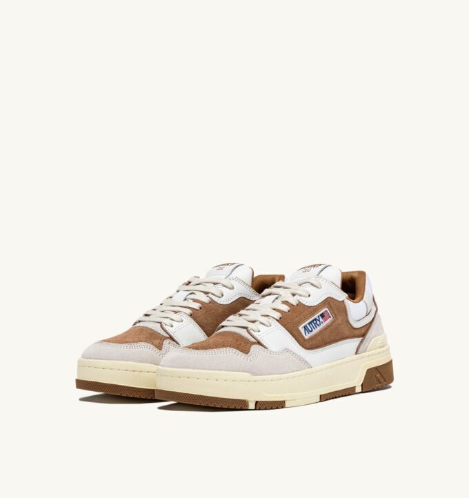 CLC LOW SNEAKERS IN WHITE AND CIGAR LEATHER AND SUEDE CLC LOW SNEAKERS IN WHITE AND CIGAR LEATHER AND SUEDE