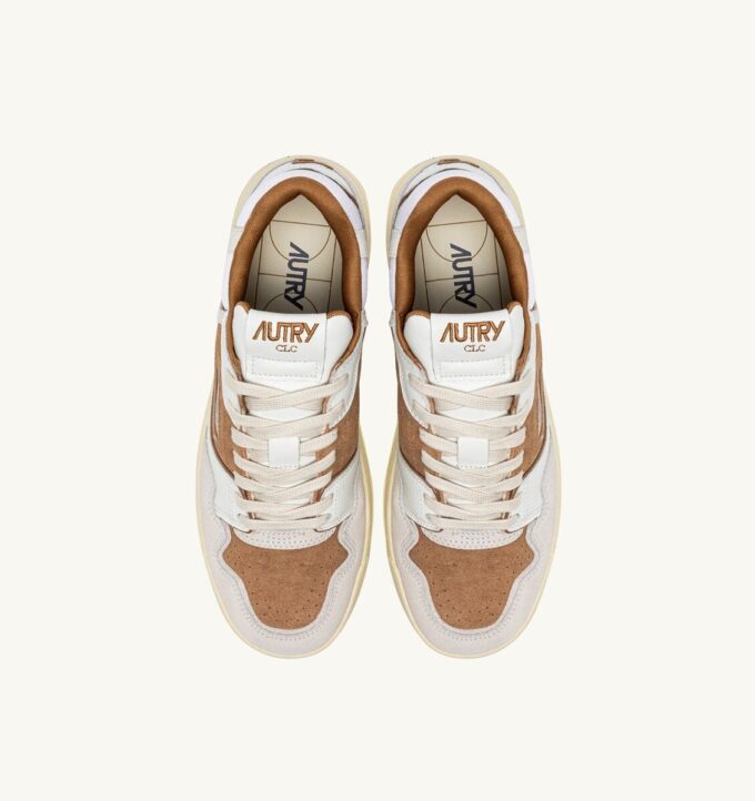 CLC LOW SNEAKERS IN WHITE AND CIGAR LEATHER AND SUEDE CLC LOW SNEAKERS IN WHITE AND CIGAR LEATHER AND SUEDE
