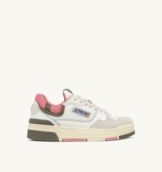 CLC LOW SNEAKERS IN WHITE AND GERANIUM LEATHER SUEDE