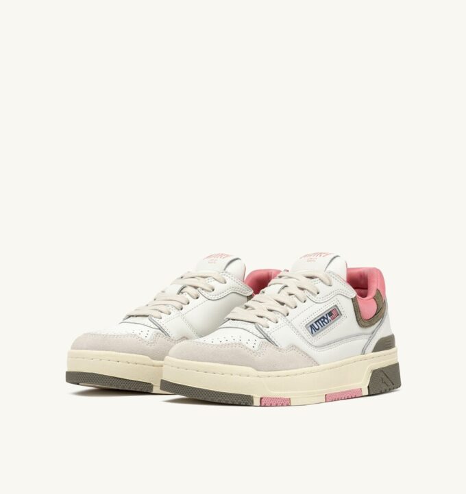 CLC LOW SNEAKERS IN WHITE AND GERANIUM LEATHER SUEDE