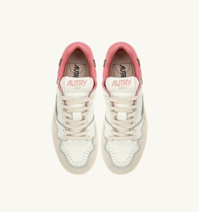 CLC LOW SNEAKERS IN WHITE AND GERANIUM LEATHER SUEDE