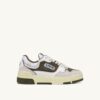 CLC LOW SNEAKERS IN WHITE AND HUNTER GREEN LEATHER AND SUEDE