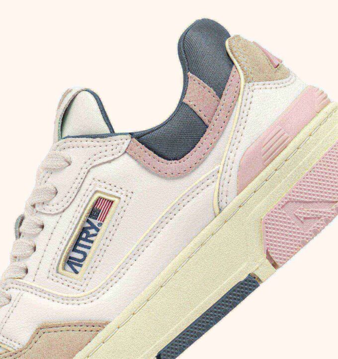 CLC LOW SNEAKERS IN WHITE AND PEACH WHIP LEATHER SUEDE