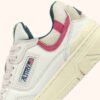 CLC LOW SNEAKERS IN WHITE LEATHER AND CARMINE ROSE SUEDE