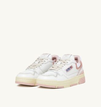 CLC LOW SNEAKERS IN WHITE LEATHER AND POWDER PINK SUEDE