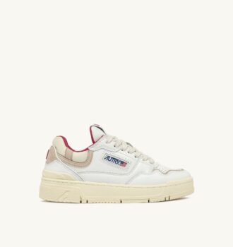 CLC LOW SNEAKERS IN WHITE LEATHER AND SAND SUEDE
