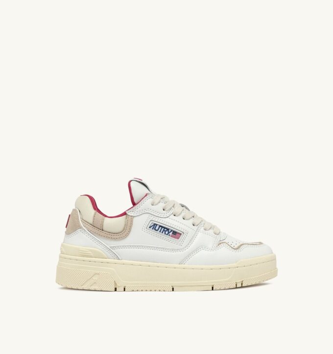 CLC LOW SNEAKERS IN WHITE LEATHER AND SAND SUEDE