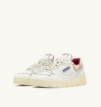 CLC LOW SNEAKERS IN WHITE LEATHER AND SAND SUEDE