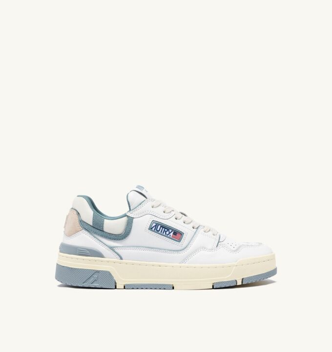 CLC LOW SNEAKERS IN WHITE LEATHER AND SILVER BLUE SUEDE CLC LOW SNEAKERS IN WHITE LEATHER AND SILVER BLUE SUEDE