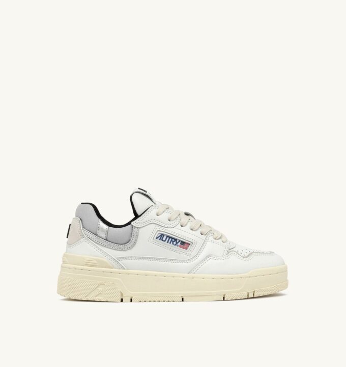 CLC LOW SNEAKERS IN WHITE LEATHER AND SILVER SUEDE CLC LOW SNEAKERS IN WHITE LEATHER AND SILVER SUEDE