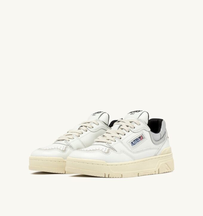 CLC LOW SNEAKERS IN WHITE LEATHER AND SILVER SUEDE CLC LOW SNEAKERS IN WHITE LEATHER AND SILVER SUEDE