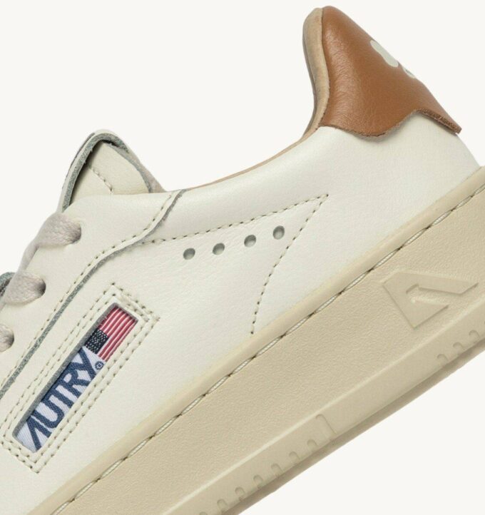 DALLAS KIDS KIDS LOW SNEAKERS IN LEATHER COLOR MARSHMALLOW AND BROWN SUGAR