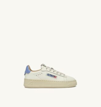 DALLAS KIDS LOW SNEAKERS IN LEATHER COLOR MARSHMALLOW AND DELLA ROBBIA BLUE