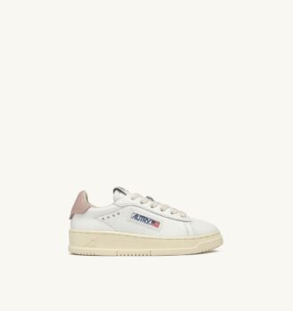 DALLAS KIDS LOW SNEAKERS IN WHITE AND POWDER PINK LEATHER