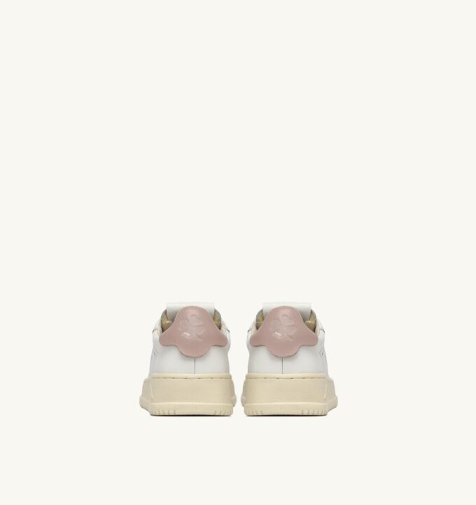 DALLAS KIDS LOW SNEAKERS IN WHITE AND POWDER PINK LEATHER