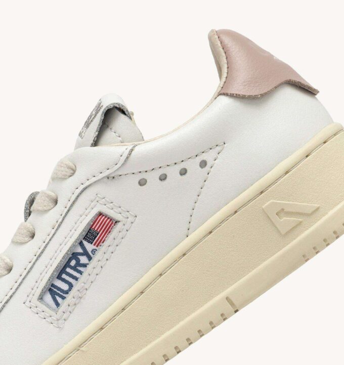 DALLAS KIDS LOW SNEAKERS IN WHITE AND POWDER PINK LEATHER