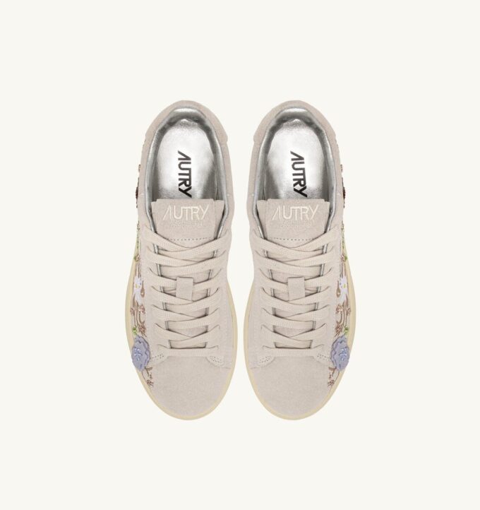 DALLAS LOW ‘FLORAL’ SNEAKERS IN WHITE SUEDE