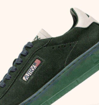 DALLAS LOW SNEAKERS IN MARSHMALLOW AND BOTTLE GREEN SUEDE