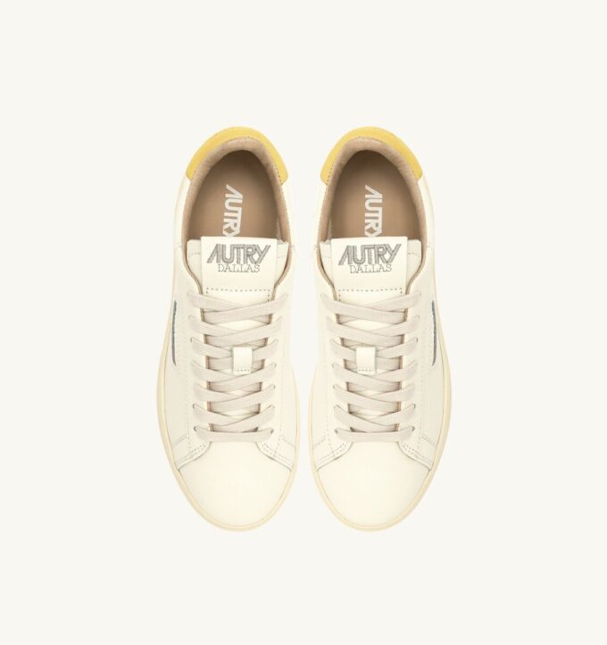 DALLAS LOW SNEAKERS IN MARSHMALLOW AND BUTTERCUP LEATHER