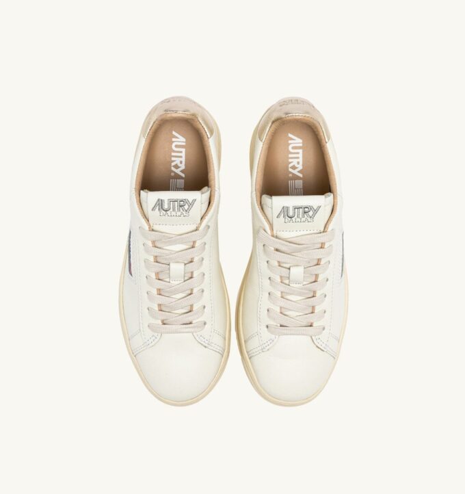 DALLAS LOW SNEAKERS IN WHITE AND GOLD LEATHER DALLAS LOW SNEAKERS IN WHITE AND GOLD LEATHER