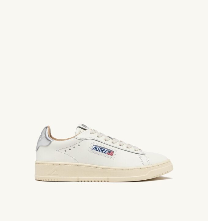 DALLAS LOW SNEAKERS IN WHITE AND SILVER LEATHER