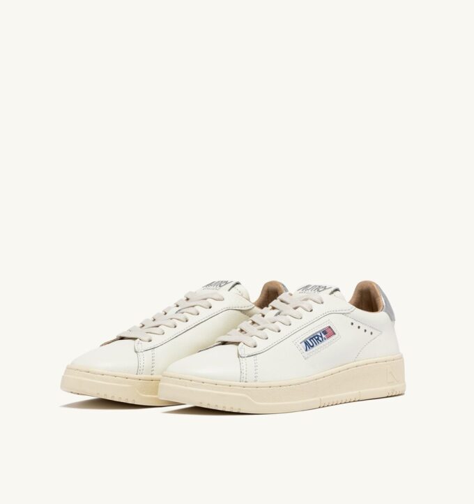 DALLAS LOW SNEAKERS IN WHITE AND SILVER LEATHER