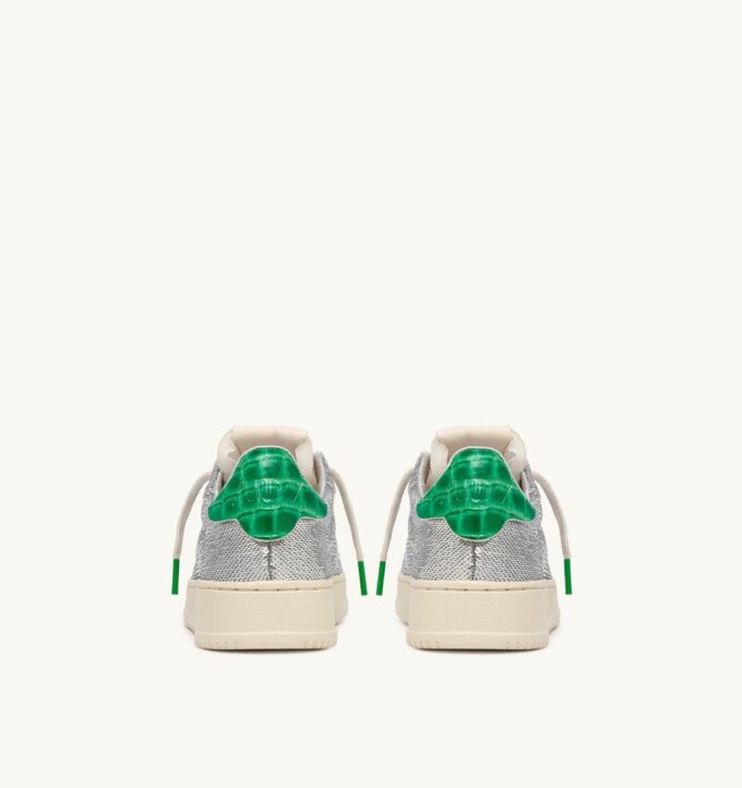 DALLAS LOW ‘SPARKLING’ SNEAKERS IN SILVER AND GREEN SEQUINS