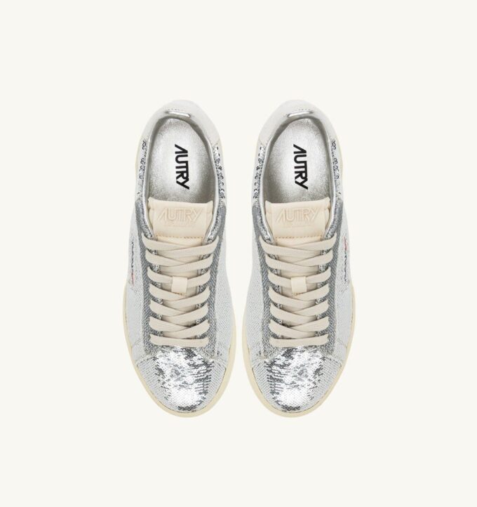 DALLAS LOW ‘SPARKLING’ SNEAKERS SPARKLING IN SILVER AND WHITESEQUINS