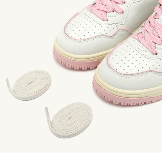 GOLF LOW SNEAKERS IN WHITE AND CORAL BLUSH LEATHER