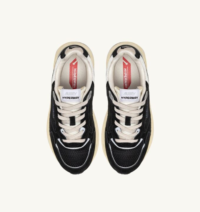 HYPERWAY SNEAKERS IN BLACK AND SILVER-TONE SUEDE AND MESH