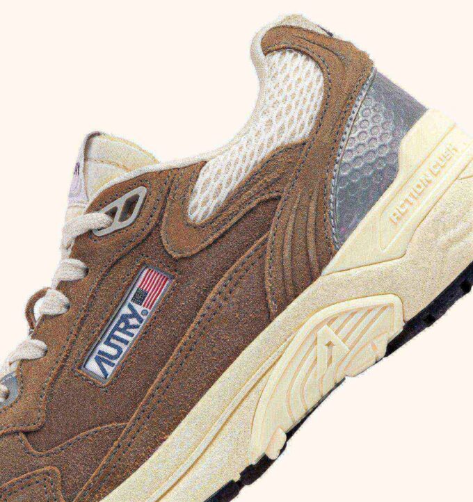 HYPERWAY SNEAKERS IN CIGAR AND SILVER MESH AND SUEDE HYPERWAY SNEAKERS IN CIGAR AND SILVER MESH AND SUEDE