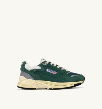 HYPERWAY SNEAKERS IN MALACHITE COLOR AND SILVER-TONE SUEDE AND MESH
