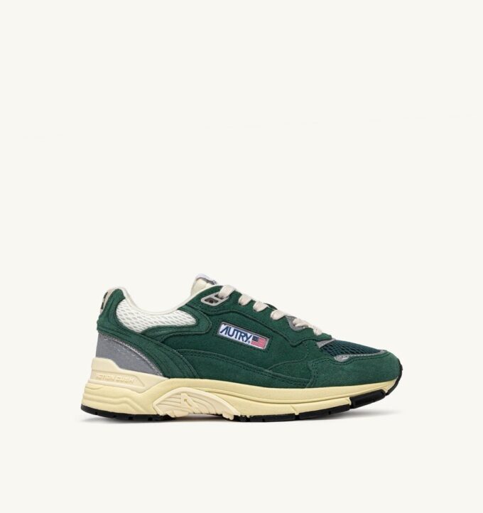 HYPERWAY SNEAKERS IN MALACHITE COLOR AND SILVER-TONE SUEDE AND MESH