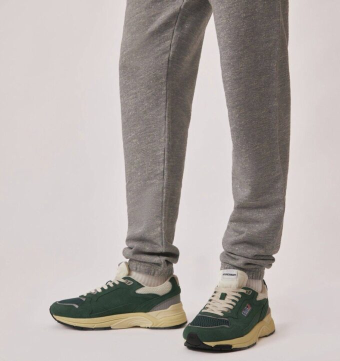 HYPERWAY SNEAKERS IN MALACHITE COLOR AND SILVER-TONE SUEDE AND MESH