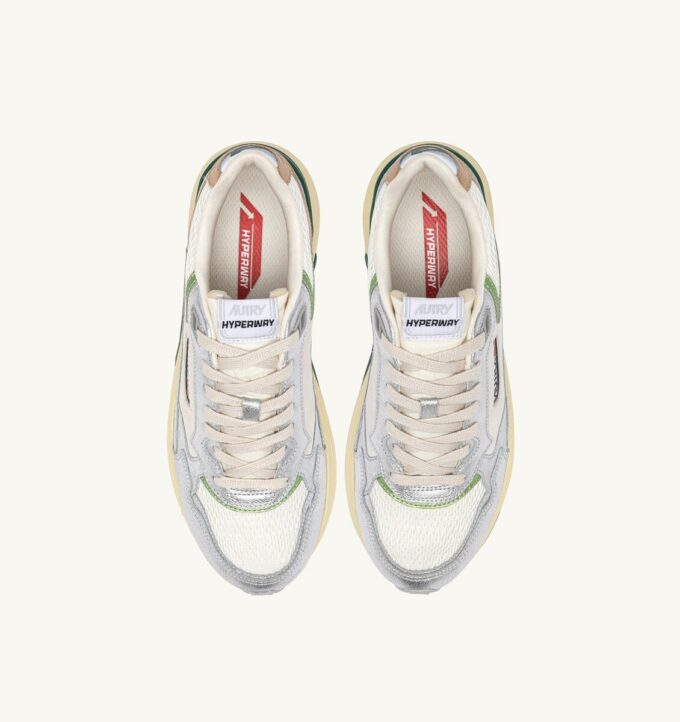 HYPERWAY SNEAKERS IN MARSHMALLOW AND SILVER-TONE LAMINATED LEATHER AND MESH HYPERWAY SNEAKERS IN MARSHMALLOW AND SILVER-TONE LAMINATED LEATHER AND MESH