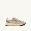 HYPERWAY SNEAKERS IN SAND BROWN AND SILVER-TONE SUEDE AND MESH