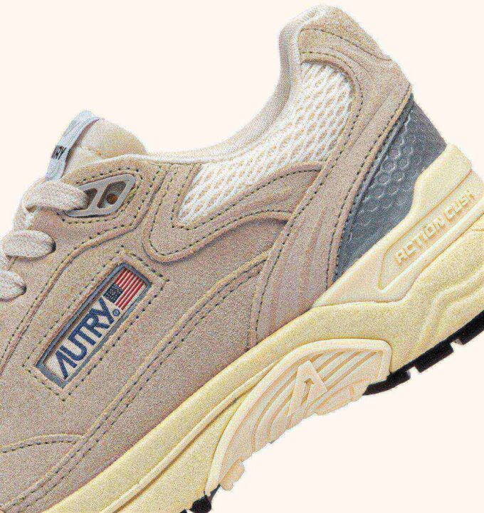 HYPERWAY SNEAKERS IN SAND BROWN AND SILVER-TONE SUEDE AND MESH HYPERWAY SNEAKERS IN SAND BROWN AND SILVER-TONE SUEDE AND MESH