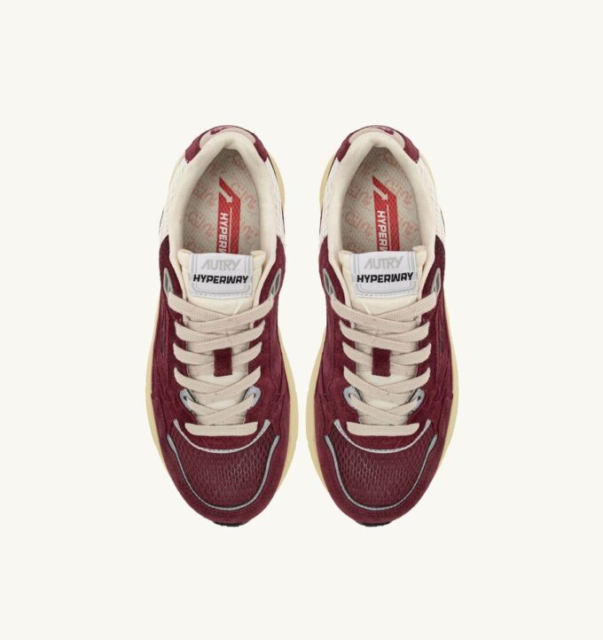 HYPERWAY SNEAKERS IN VINERY AND SILVER MESH AND SUEDE HYPERWAY SNEAKERS IN VINERY AND SILVER MESH AND SUEDE