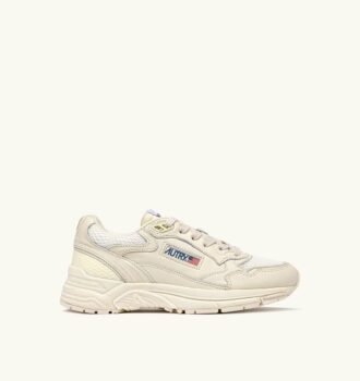 HYPERWAY SNEAKERS IN WHISPER WHITE LAMINATED LEATHER AND MESH
