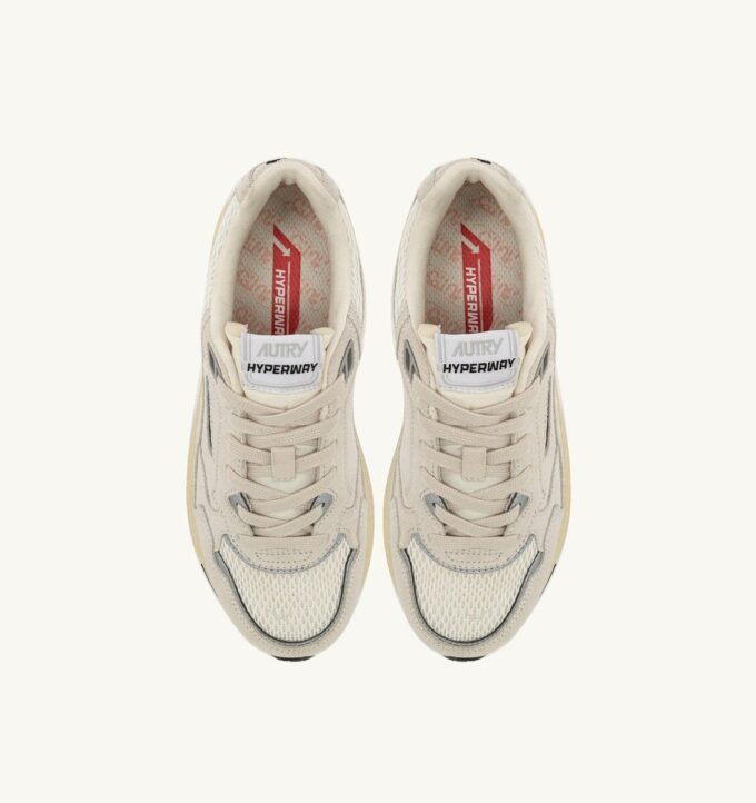 HYPERWAY SNEAKERS IN WHITE AND SILVER MESH AND SUEDE HYPERWAY SNEAKERS IN WHITE AND SILVER MESH AND SUEDE